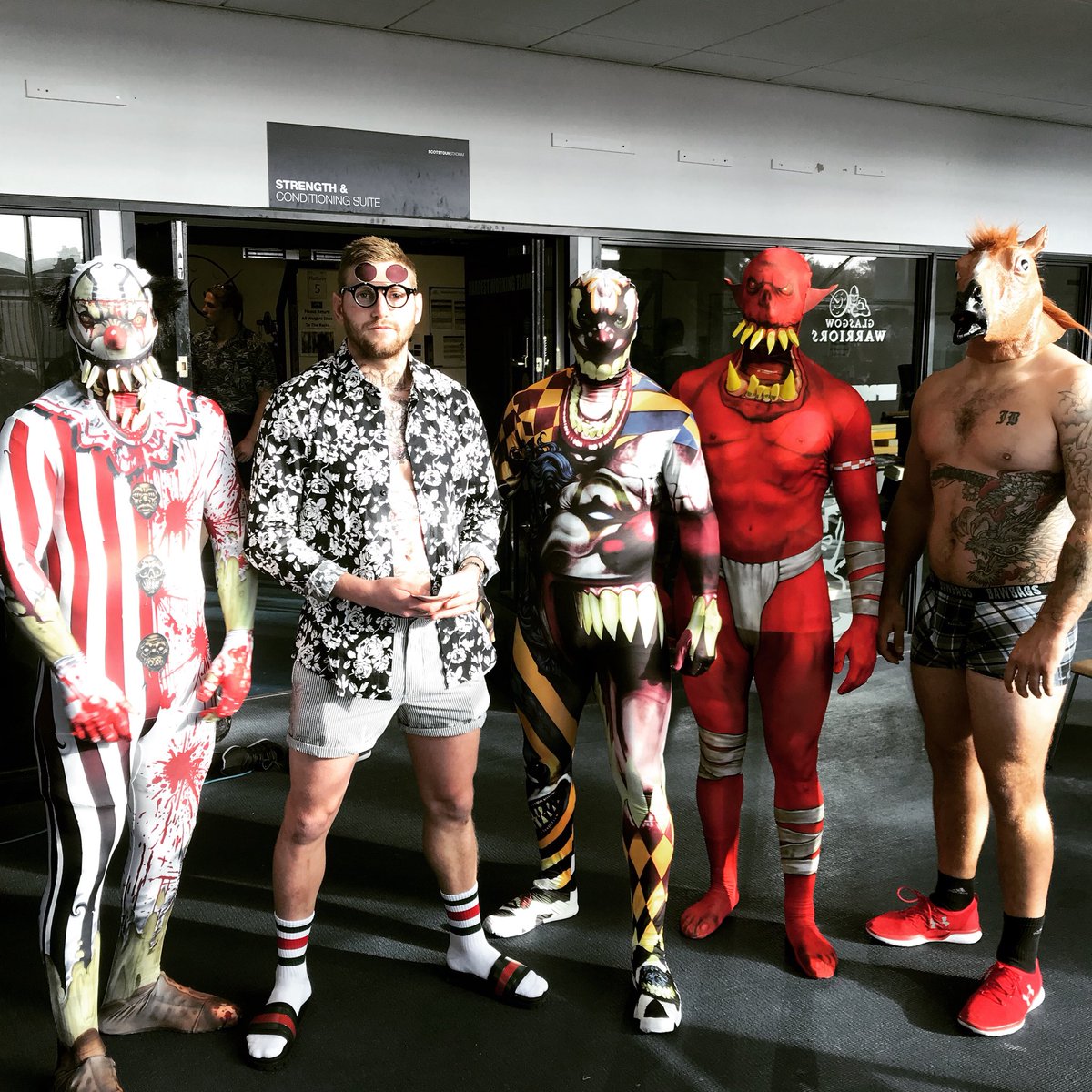 Casual wednesdays in the gym #halloweenpic.twitter.com/XUSLAfZo9E – at  Glasgow Warriors