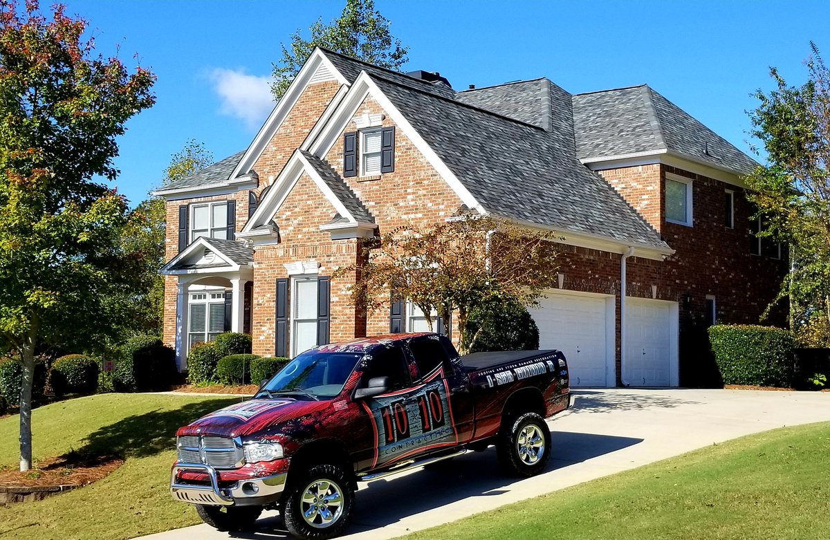 1010contracting's tweet photo. Another completed roof restoration from storm damage. Upgraded to Owens Corning Designer Storm Cloud. #1010 #contractor #owenscorning #roof https://t.co/G9QKUgda3V