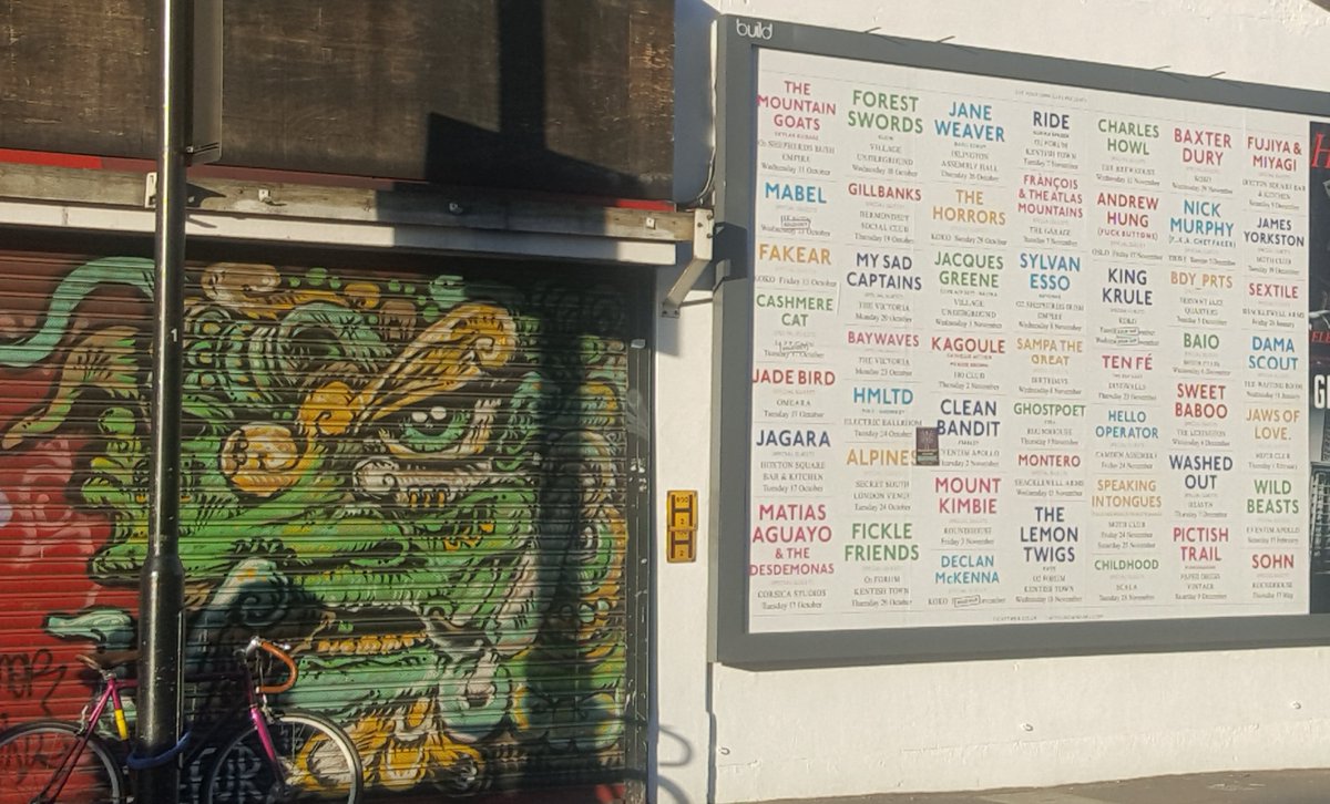 denizenartists's tweet photo. It's @Kagoule  on the billboards of Dalston ..Next London show is part of their autumn tour at 100 Club 2nd November https://t.co/FWZPZFiih4