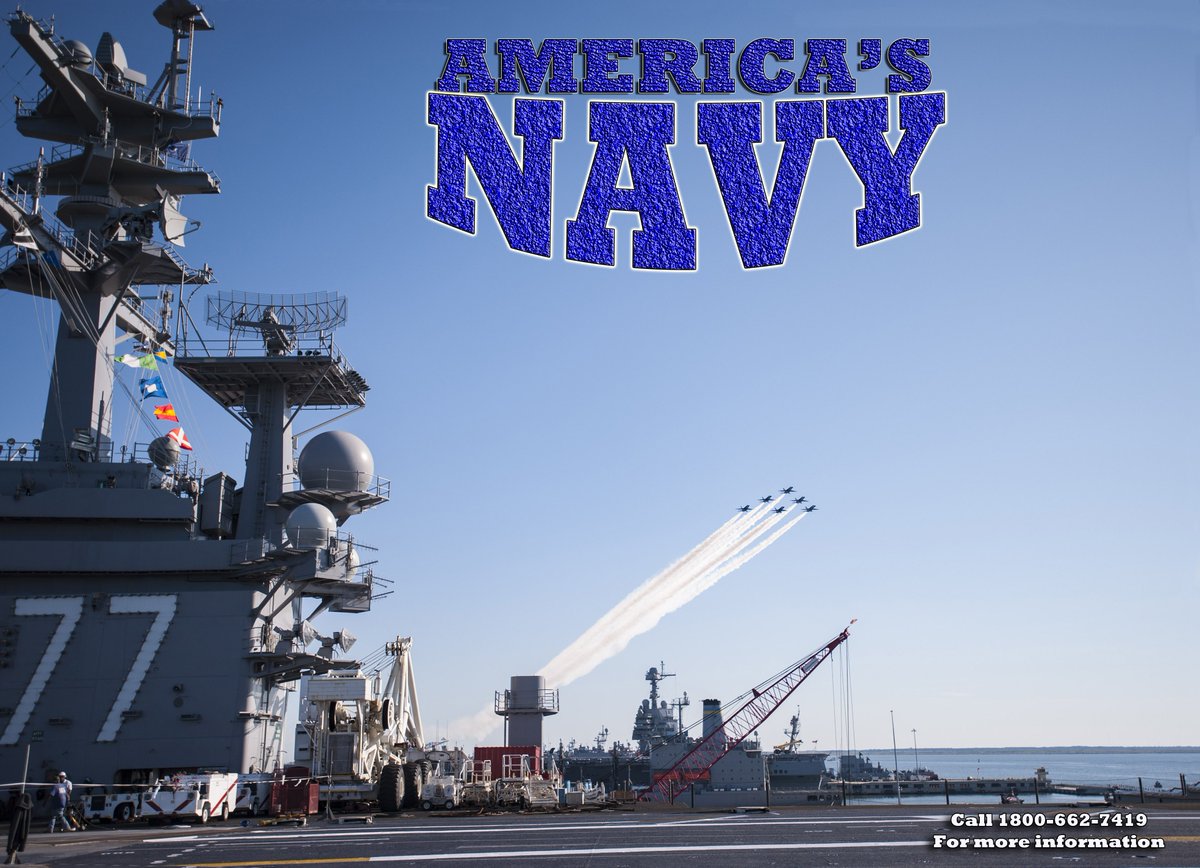 NRDRaleigh's tweet photo. F/A-18 Hornets assigned to the U.S. Navy flight demonstration squadron, the Blue Angels, fly over the aircraft carrier USS George H.W. Bush. https://t.co/b67l6HBjW9