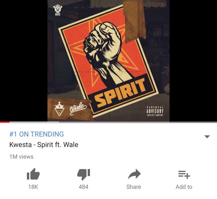 KiDXsa's tweet photo. #SPIRIT just hit a bar. #1 ✊🏾 https://t.co/9LinQEPyIO