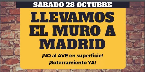 En Murcia no queremos una ciudad dividida este sábado 28 Oct llevamos la reivindicación por el soterramiento a Madrid #ElMuroMurciaEnMadrid