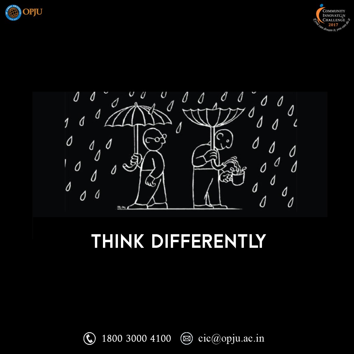 OPJUniversity's tweet photo. Show us how differently you can think, and win up to INR 50,000
#Contest, #ContestAlert #StudentsContest, #InnovationChallenge, https://t.co/IwiXSszeWP