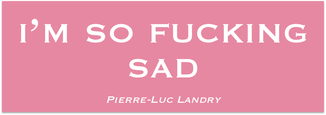 revuepost's tweet photo. Coming soon: i'm so fucking sad by Pierre-Luc Landry author @EditionsDruide @Ed_Notabene @QCfiction & prof. @RMC_Canada_CMR #teaserweek https://t.co/5Mi4aIwIia