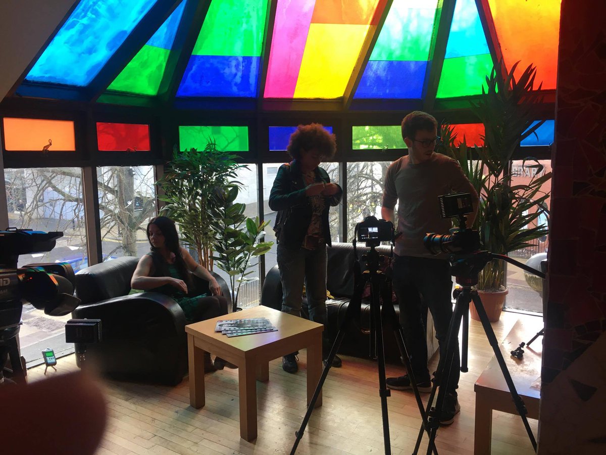 EclecticMediaNI's tweet photo. Our new CultureHUB Magazine TV programme is fully underway. A sneak peek at filming today! @stacyfitz7 @OliveGroov https://t.co/QRhjDRhtq8 https://t.co/uGl1qMHx62