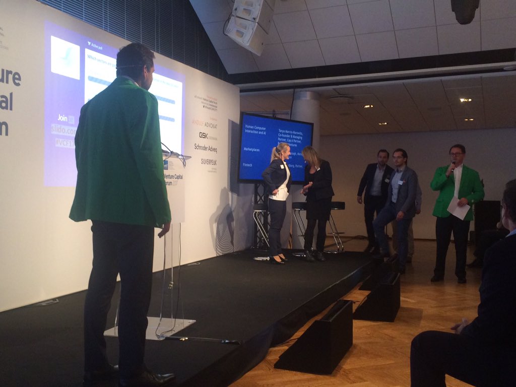 MNahumEU's tweet photo. Battle of the sectors starting in style at #VCForum2017 - what investment strategy will win the polls ? https://t.co/SSTuM4npKi