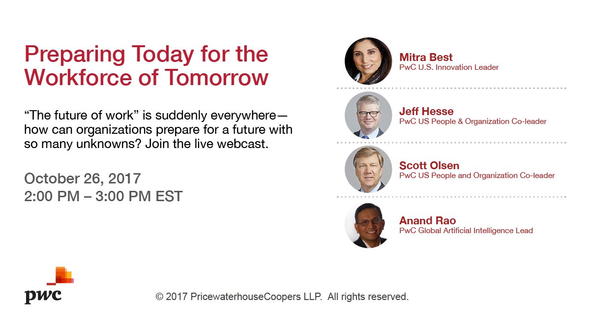 Tomorrow! What's the impact of #AI, #RPA on the future of work? Find out: bit.ly/2xXqD1B