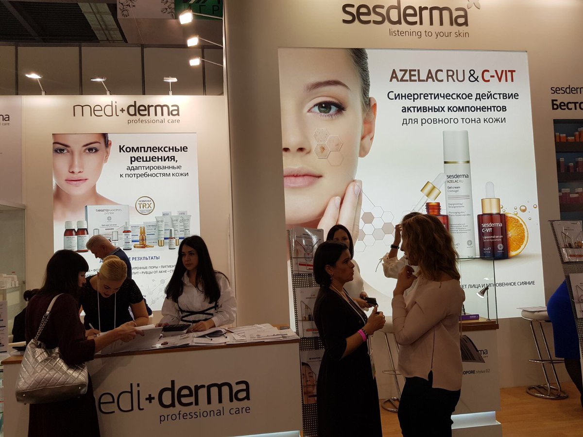 Gabi_Serrano_Jr's tweet photo. Todo listo para empezar! Primer día en #Intercharm2017 Rusia con @SesdermaRus y @medidermaOffic https://t.co/46Z2awXQ9W
