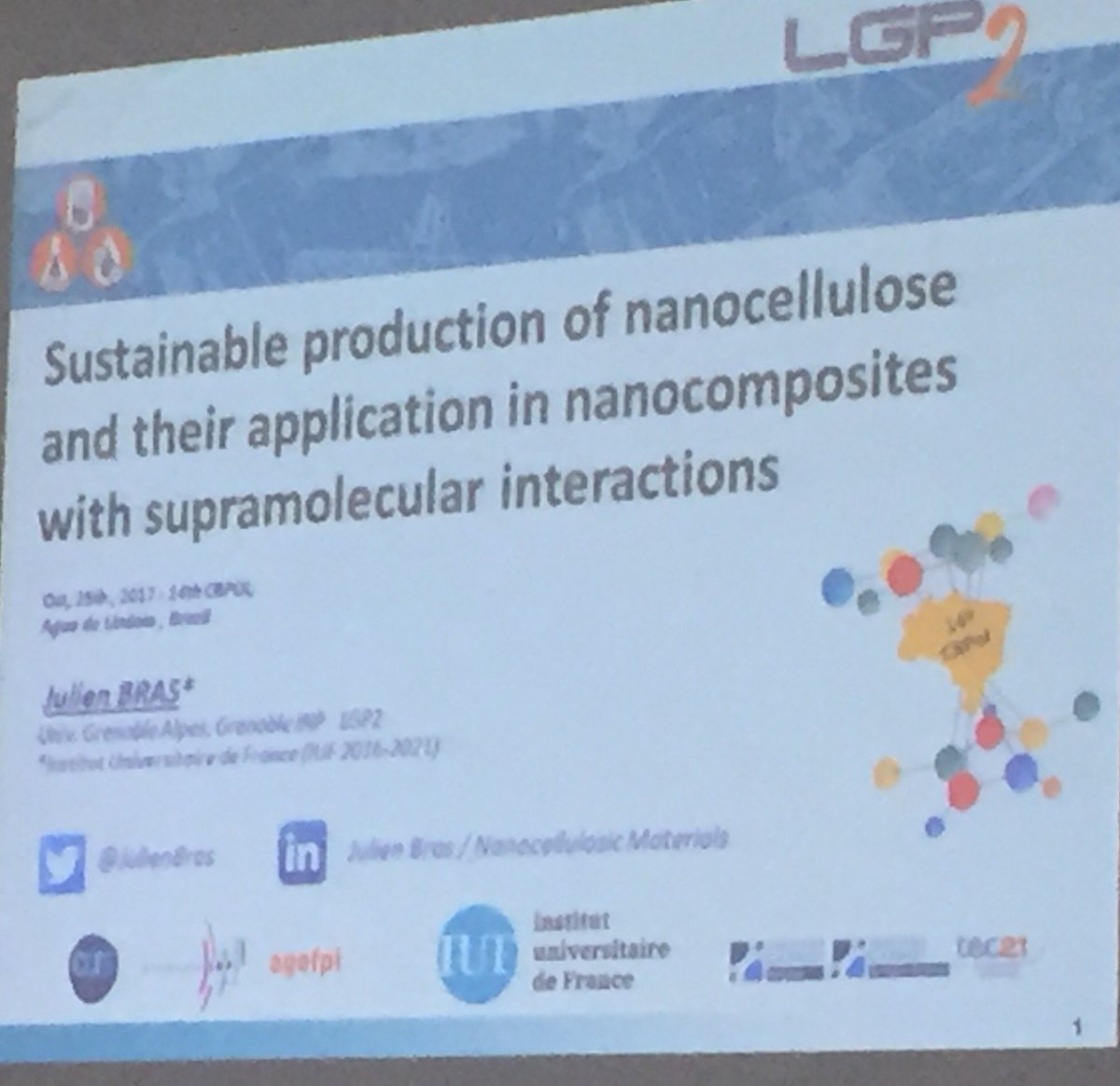 JulienBras's tweet photo. Great discussions with brazilian scientists after my plenary session about #Nanocellulose this morning at #CBPol https://t.co/wd4zB2tM8h