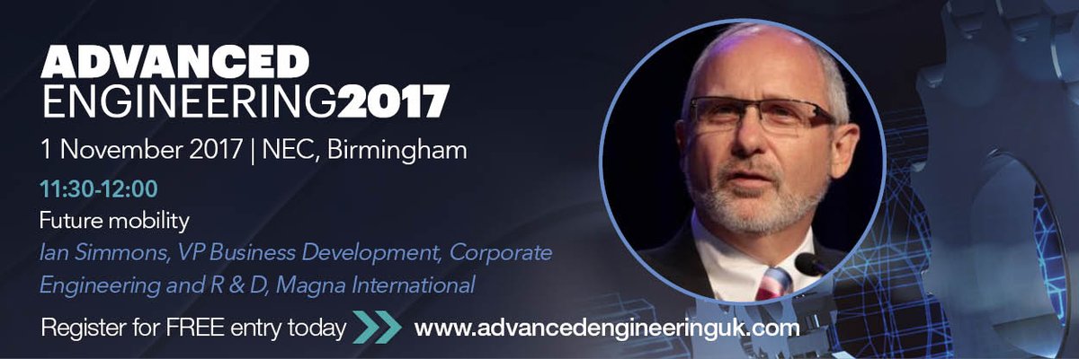 Day 1 at 11:30am in the Automotive Engineering Forum, Ian Simmons, Magna International will present: Future Mobility <a href="/MagnaInt/">Magna International</a>