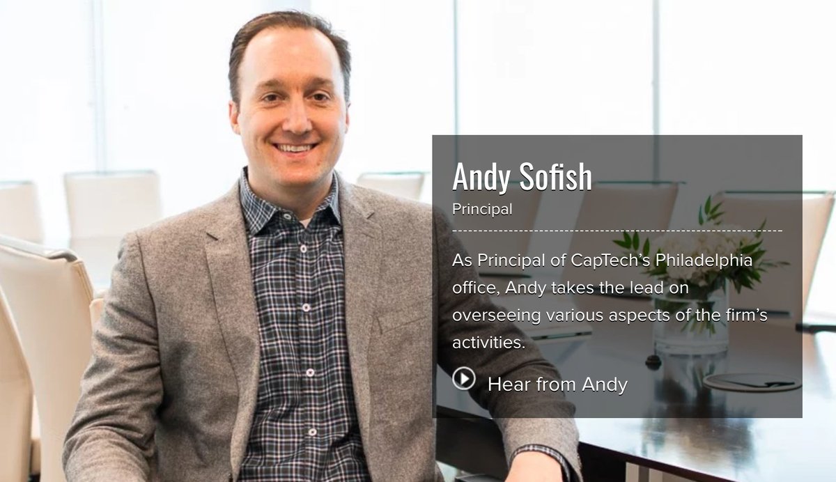 CapTech_Tweets's tweet photo. Andy takes the lead on overseeing various aspects of the firm's activities in #CapTechPHL - Meet him on @TheMuse https://t.co/Nl9GlXrBaU https://t.co/4BdEbVUMYb