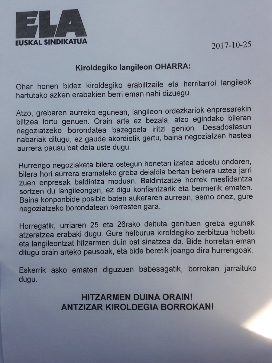 langileak's tweet photo. Kiroldegiko langileen OHARRA https://t.co/EyjELeNAvl