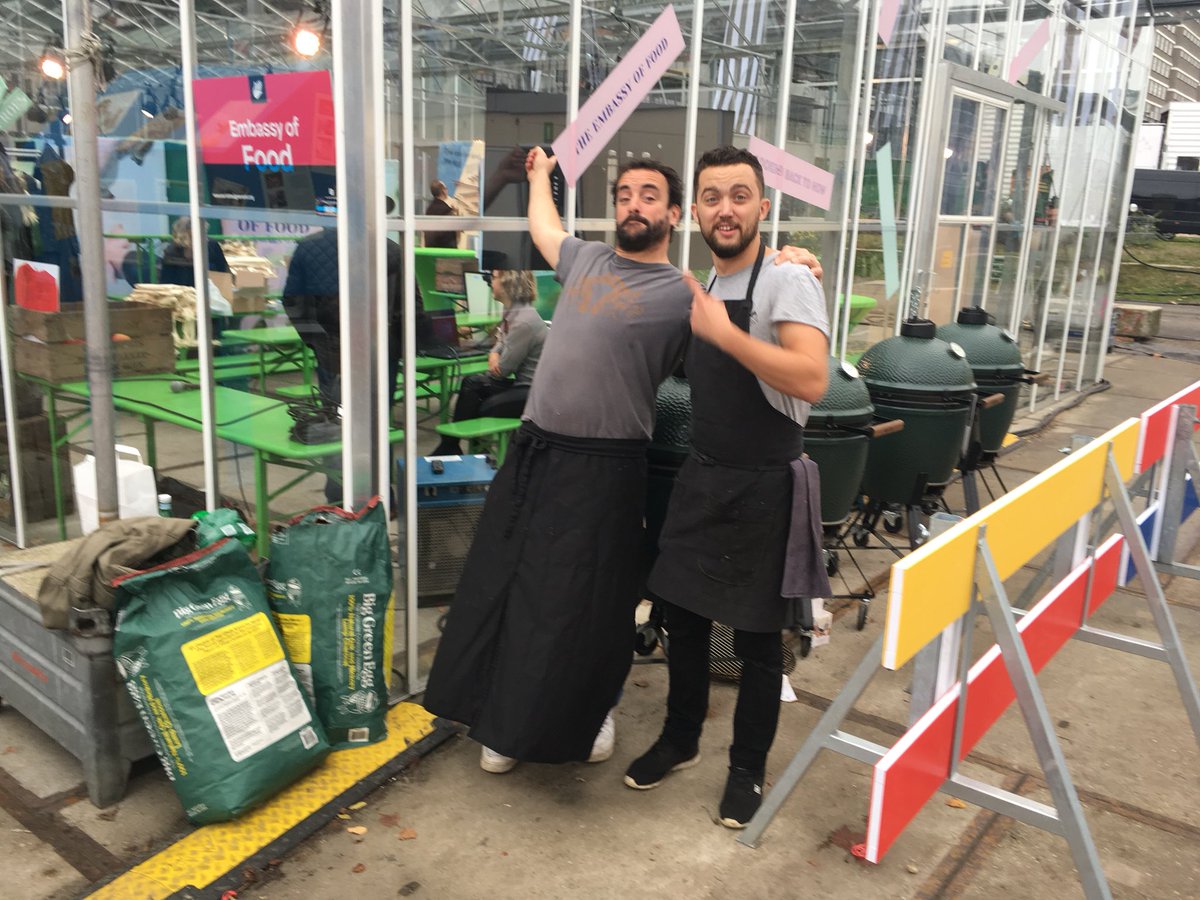 James whetlor of @cabritogoatmeat &amp; George Wood <a href="/chefonwood/">George Wood</a> preparing tonight’s Goat diner at the Embassy of Food #ddw17 <a href="/Food_Heroes_nwe/">Food Heroes</a>