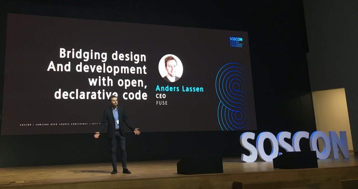 fusetools's tweet image. Fuse CEO @mr60fps at #soscon talking about the future of app design &amp;amp; development 📱 with @fusetools leading the way. #AppDev #ux