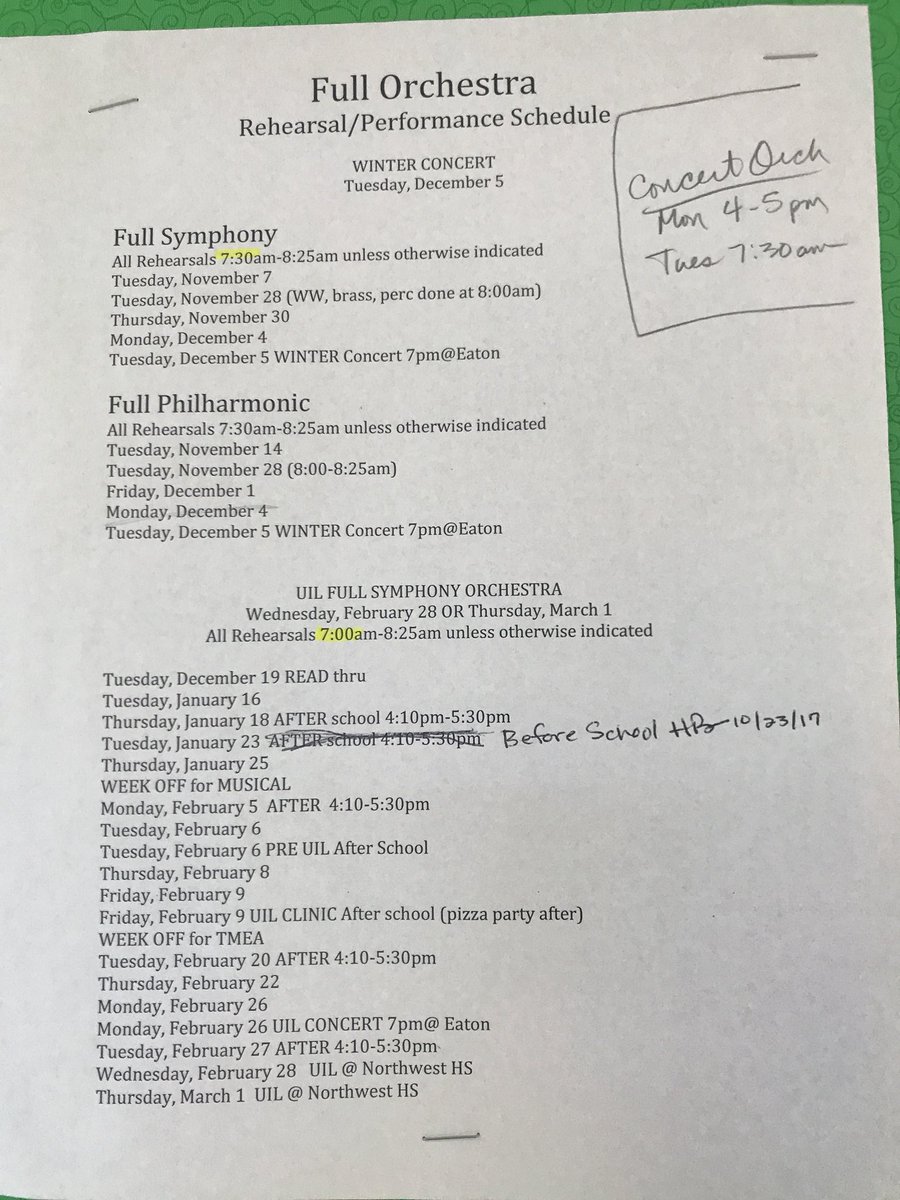 eatonorchestra's tweet photo. Full orchestra rehearsal schedule - REQUIRED! Retweet to spread the news! https://t.co/KAnCnjz5B8
