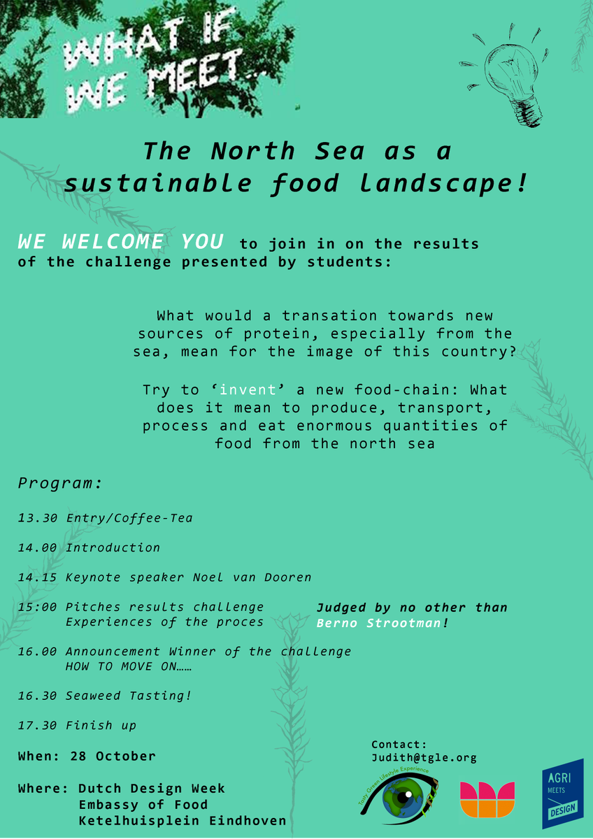 GrowCampus's tweet photo. Nog geen weekendplannen? Kom dan op 28/10 naar de Seaweed Challenge @dutchdesignweek #embassyoffood van @TGLifestyleExp en @AgrimeetsDesign https://t.co/8G1uXybGMs