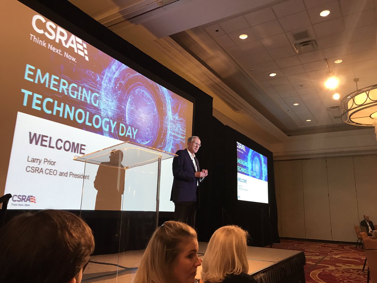 CSRA_inc's tweet photo. .@CSRA_inc #CEO Larry Prior takes the stage at #EmergingTechDay https://t.co/jctxMpO4K9