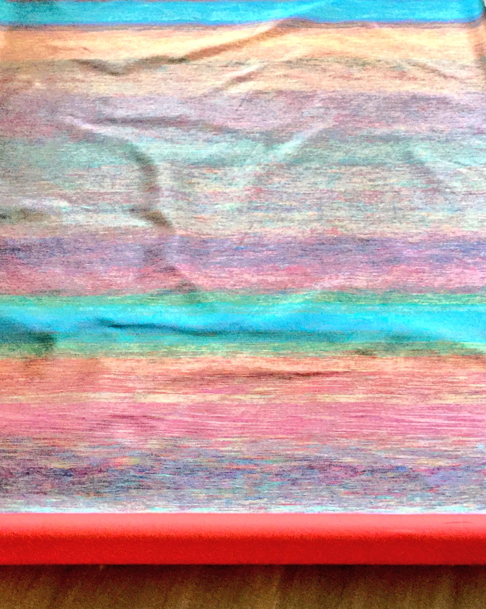 Olalanko's tweet photo. Preparing final show at #HISK part Density of the triptych I will show is a plastic threat tapestry of a glitch image    #matter https://t.co/R1Q5NlrvnC