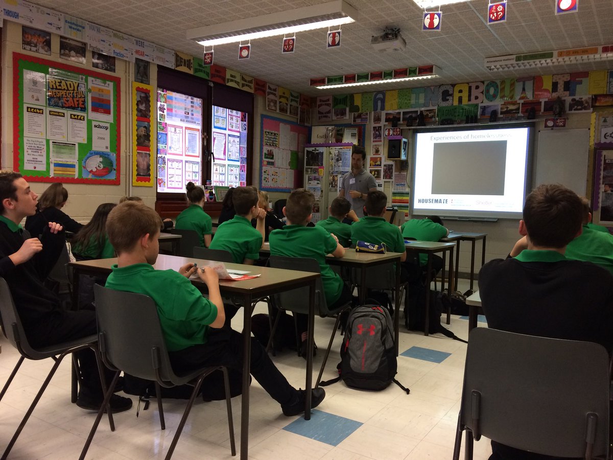 Year 9 asking lots of questions about Homelessness with Shelter Cymru.