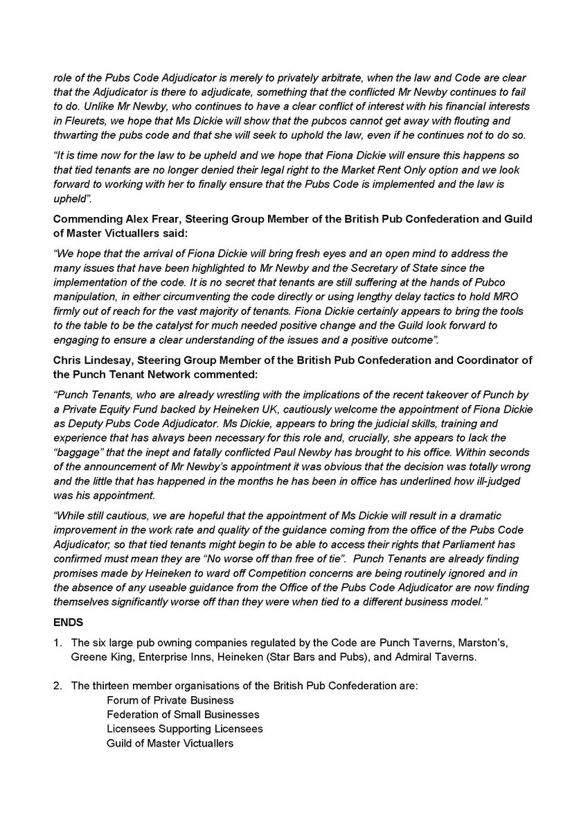 PubsAdvisory's tweet photo. BREAKING: British Pubs Confederation press release on Deputy PCA Fiona Dickie @GBPubConfed @ProtectPubs @FairDeal4Locals #ukpubs https://t.co/YJaOaNDmfj