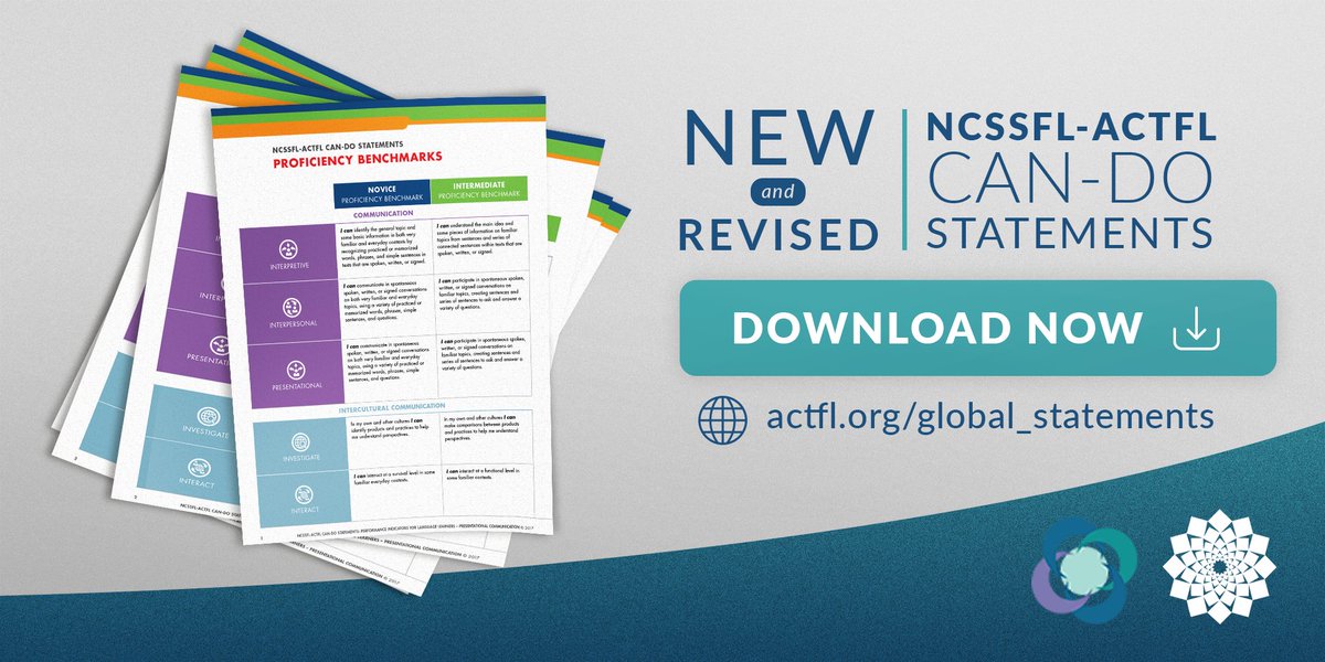 The new NCSSFL-ACTFL Can-Do Statements are here! Download PDF versions at actfl.org/global_stateme… #langchat #candostatements