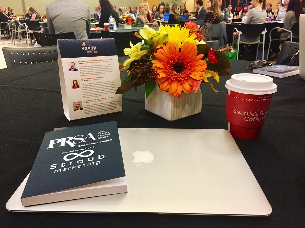 Trilix's tweet photo. Our PR team is ready for PRSA of Central Iowa’s #OctoPRfest. So many communications professionals under one roof today! https://t.co/N2oXl8hqCW