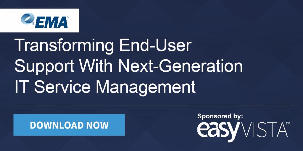 EasyVista's tweet photo. New @ema_research white paper covers Next-Gen #ITSM, #UX, mobility enhancements & advances in #ITselfservice https://t.co/jeqTLWWbbk https://t.co/glmqAq4NWd
