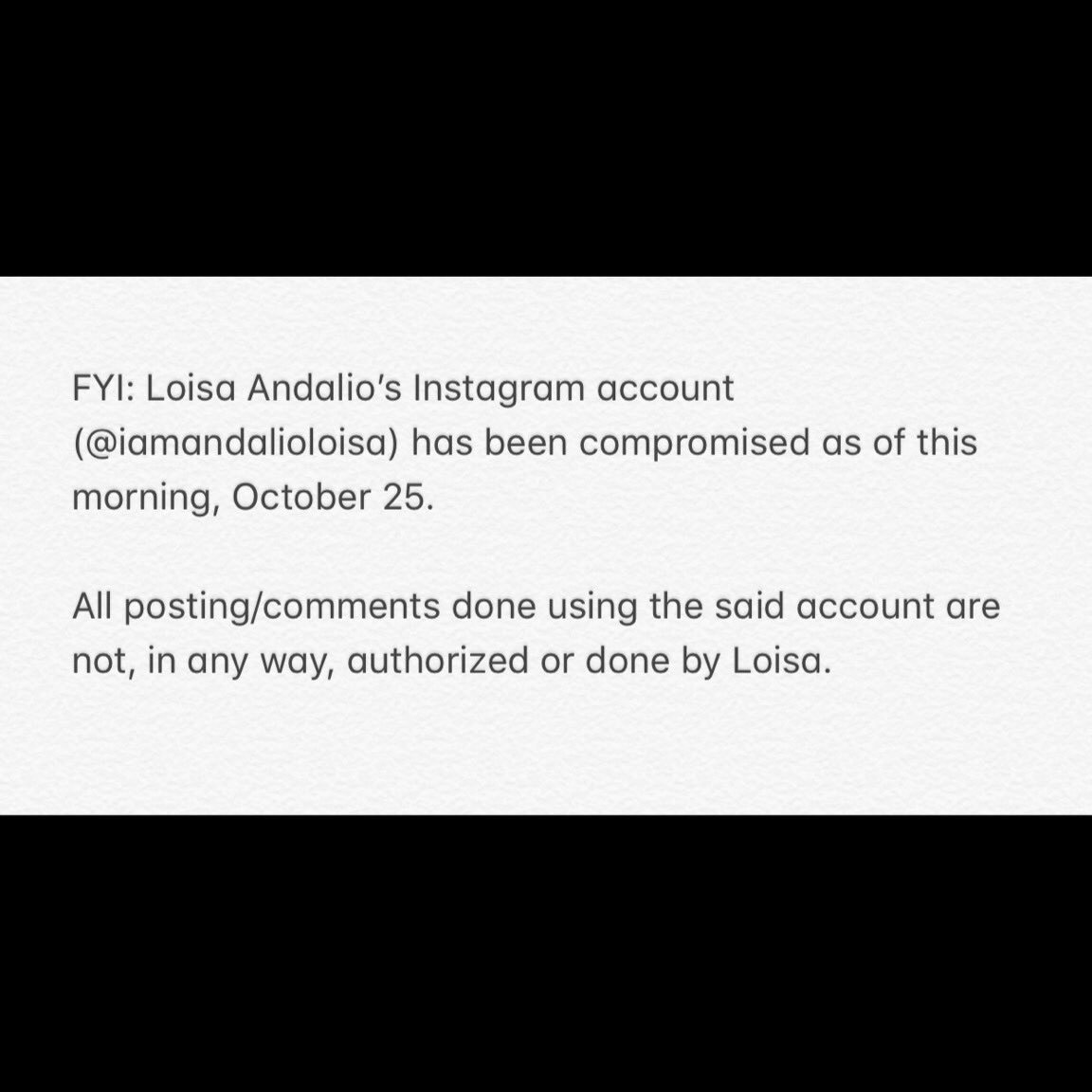NhilaNhils's tweet photo. Fyi everyone! This is regarding @iamAndalioLoisa IG account. Thank you. https://t.co/mMxA5gB3pj
