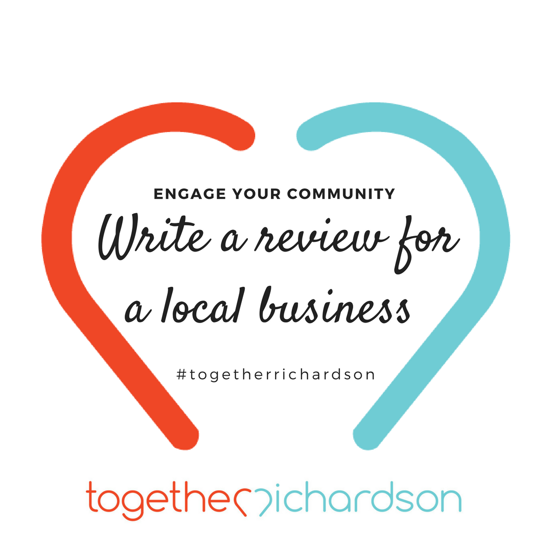 togetherCOR's tweet photo. Good reviews can make all the difference for our local business owners! Write a good review for one of your favorites this week. https://t.co/qT20uqpGYb