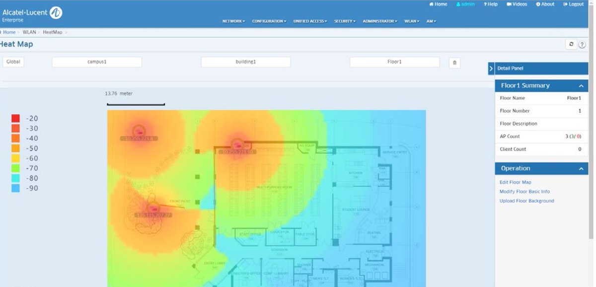 robHemmerich's tweet photo. Did you know @ALUEnterprise OmniVista 2500 now has heat mapping for your Stellar WLAN deployment? https://t.co/CGQtFkaeBa