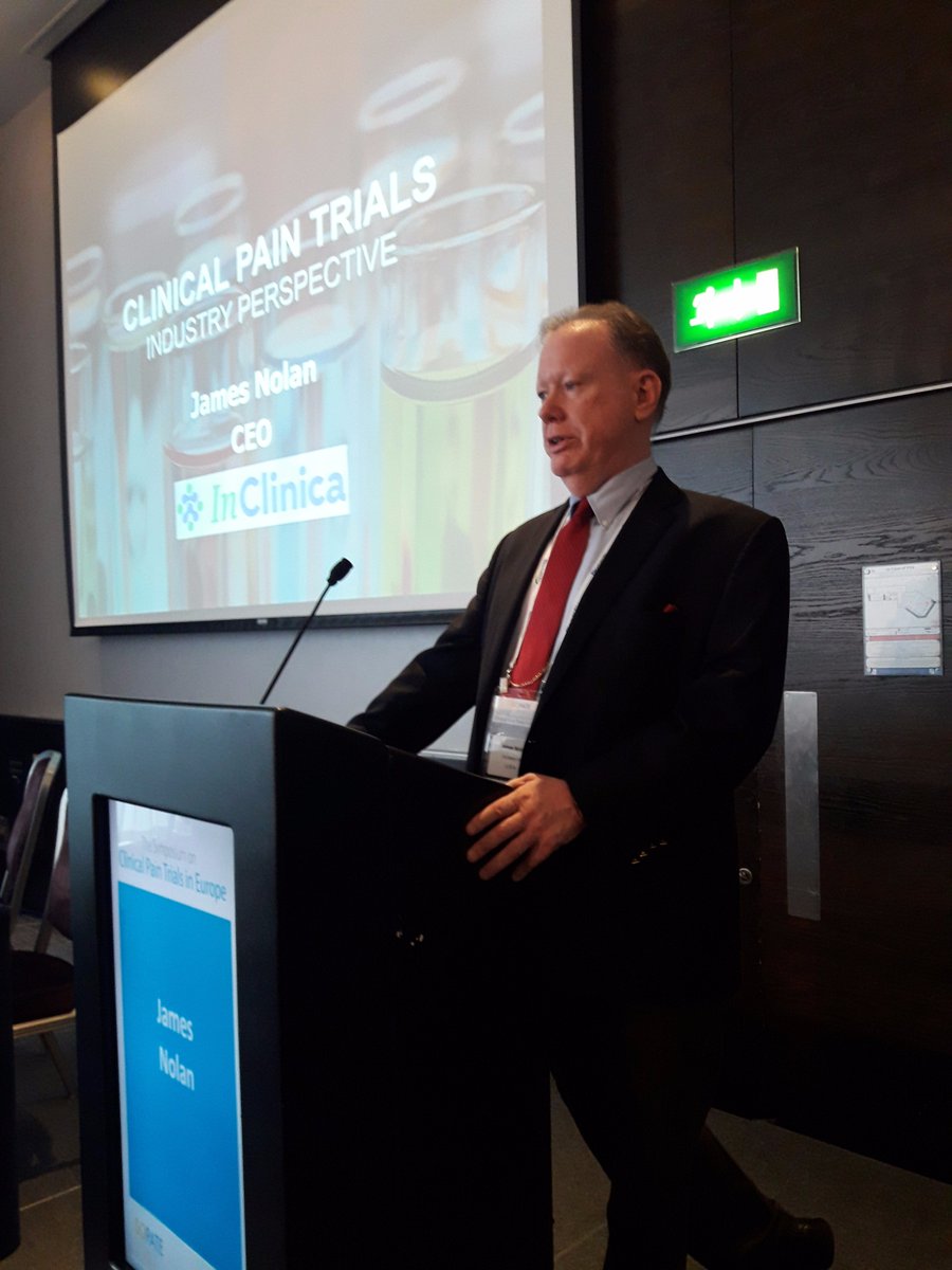 InClinica's tweet photo. CEO James Nolan gave an industry perspective on clinical pain trials in Europe this morning at #SOPATE2017. https://t.co/SwKwPMQj2h