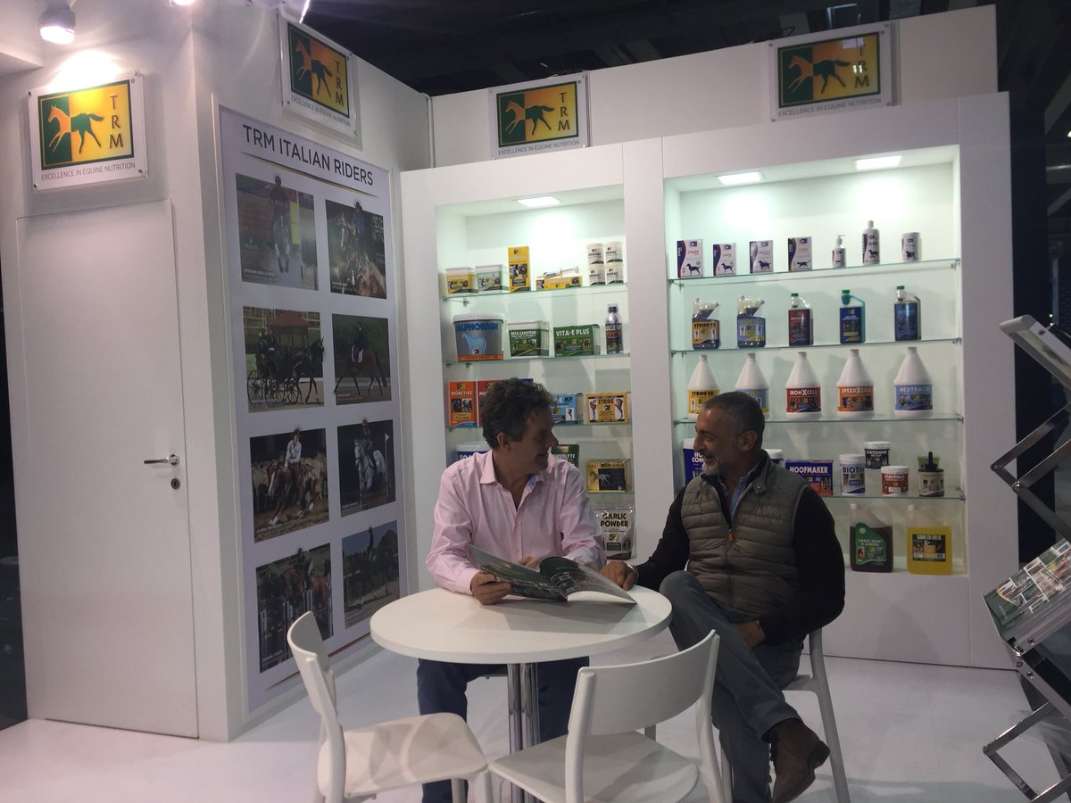TRMNutrition's tweet photo. All set up and ready @fieracavalli 💚

Show opens tomorrow morning &amp; runs until Sunday #Verona 🇮🇹 

Visit our stand in Hall 7 🏇🏿 https://t.co/h7wBlIt308