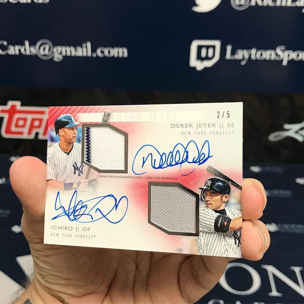 LaytonSports's tweet photo. Amazing 2/5 #DerekJeter &amp; #Ichiro Dual Auto from @topps Diamond Icons! #BOOM #LSC #casebreak #sportscards #groupbr… https://t.co/h2UzEXVaRQ https://t.co/hPm7bxmuPm