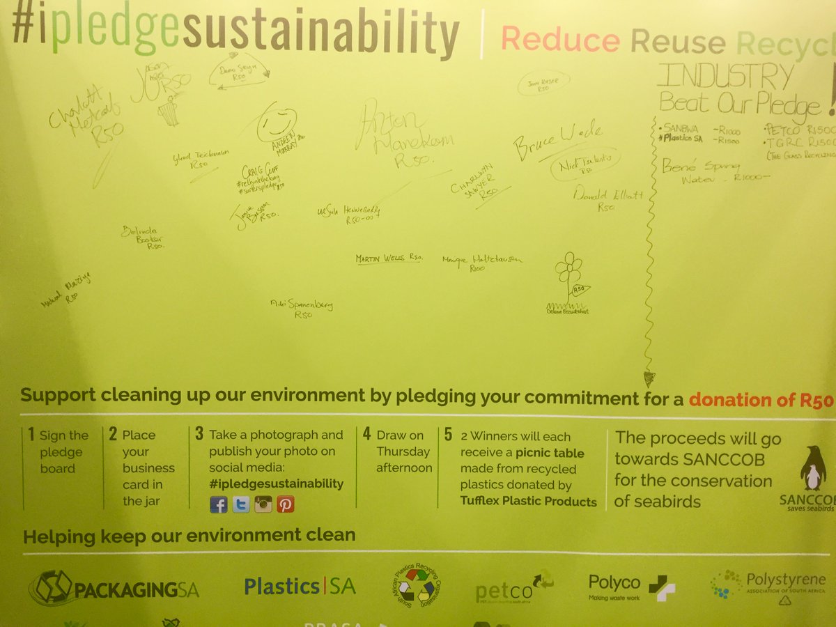 PropakCape's tweet photo. Reduce, reuse & recycle! Visit the Sustainability Pavilion & pledge support! @1ispet #propakcape #ipledgesustainability https://t.co/FrgQyEit9S