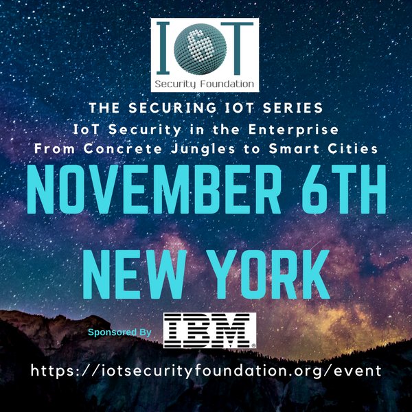 IoT_SF's tweet photo. Join @IBM @PenTestPartners @DeviceAuthority and @OutsecureCom at the Securing IoT Series event in New York #iot https://t.co/lSulkDl2rH https://t.co/5wjCFOLkqB