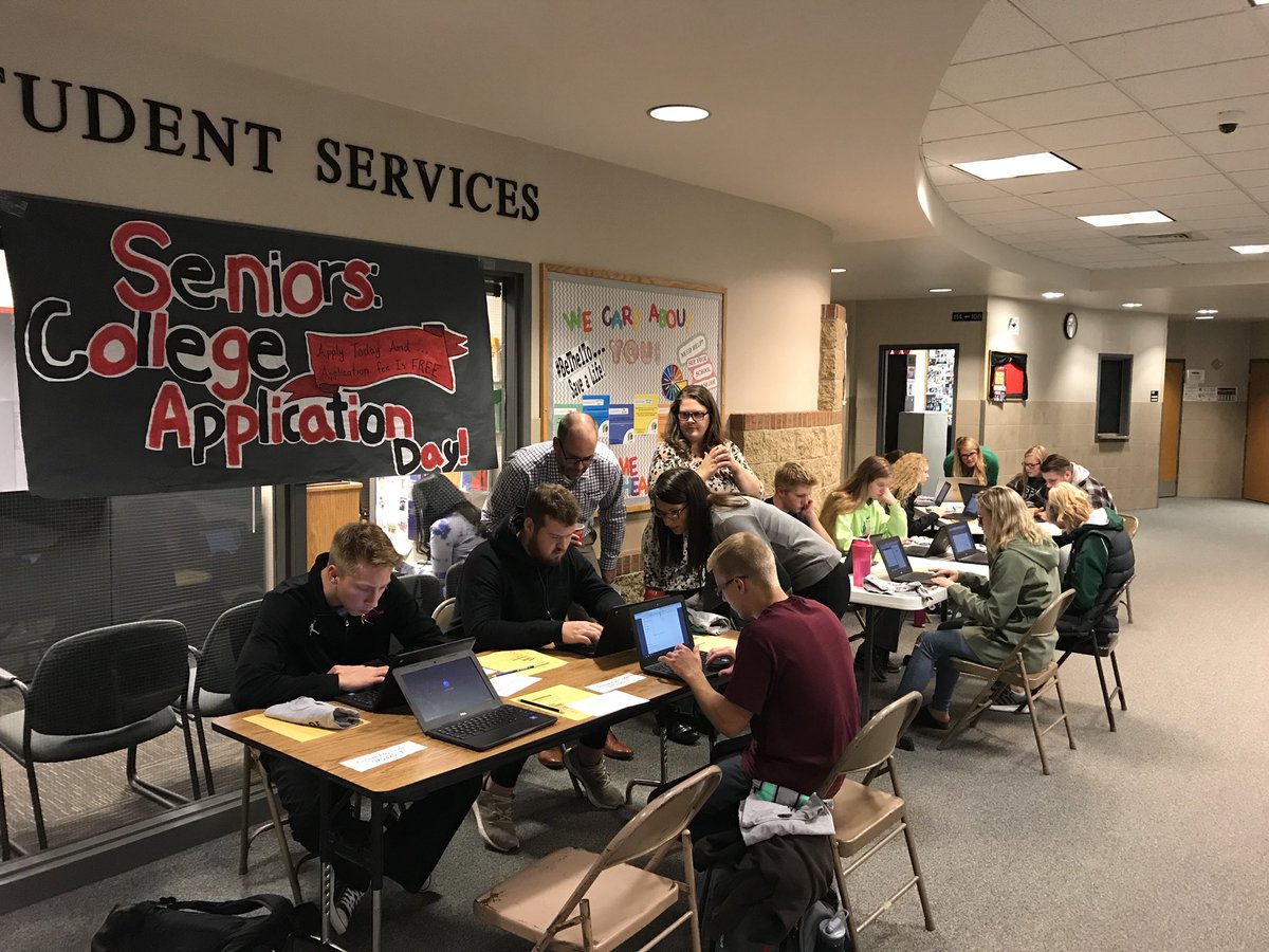 College app day is happening now! Stop down outside the counseling office and apply to any North Dakota college for free! #fortheride