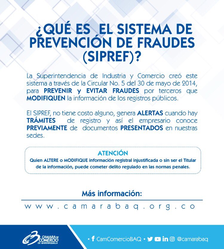 Camarabaq's tweet photo. Conoce todo sobre el sistema de prevención de fraudes #SIPREF Más información con @qhalanhernandez #AquíEstamos https://t.co/oDMaypHDiQ