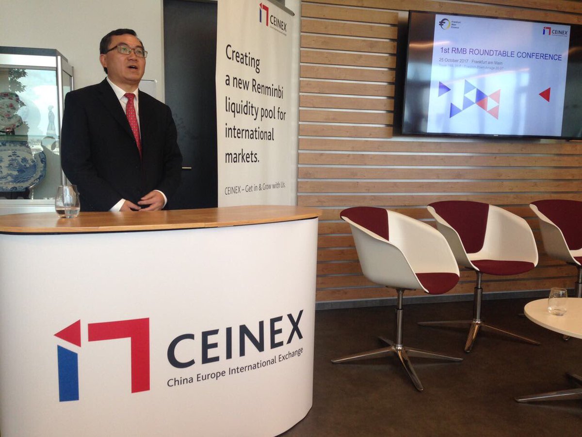 FMFdigital's tweet photo. #CEINEX Co-CEO Dr. CHEN Han opens the first #RMB Roundtable aimed at promoting internationalization of RMB. https://t.co/krB32yqiz6