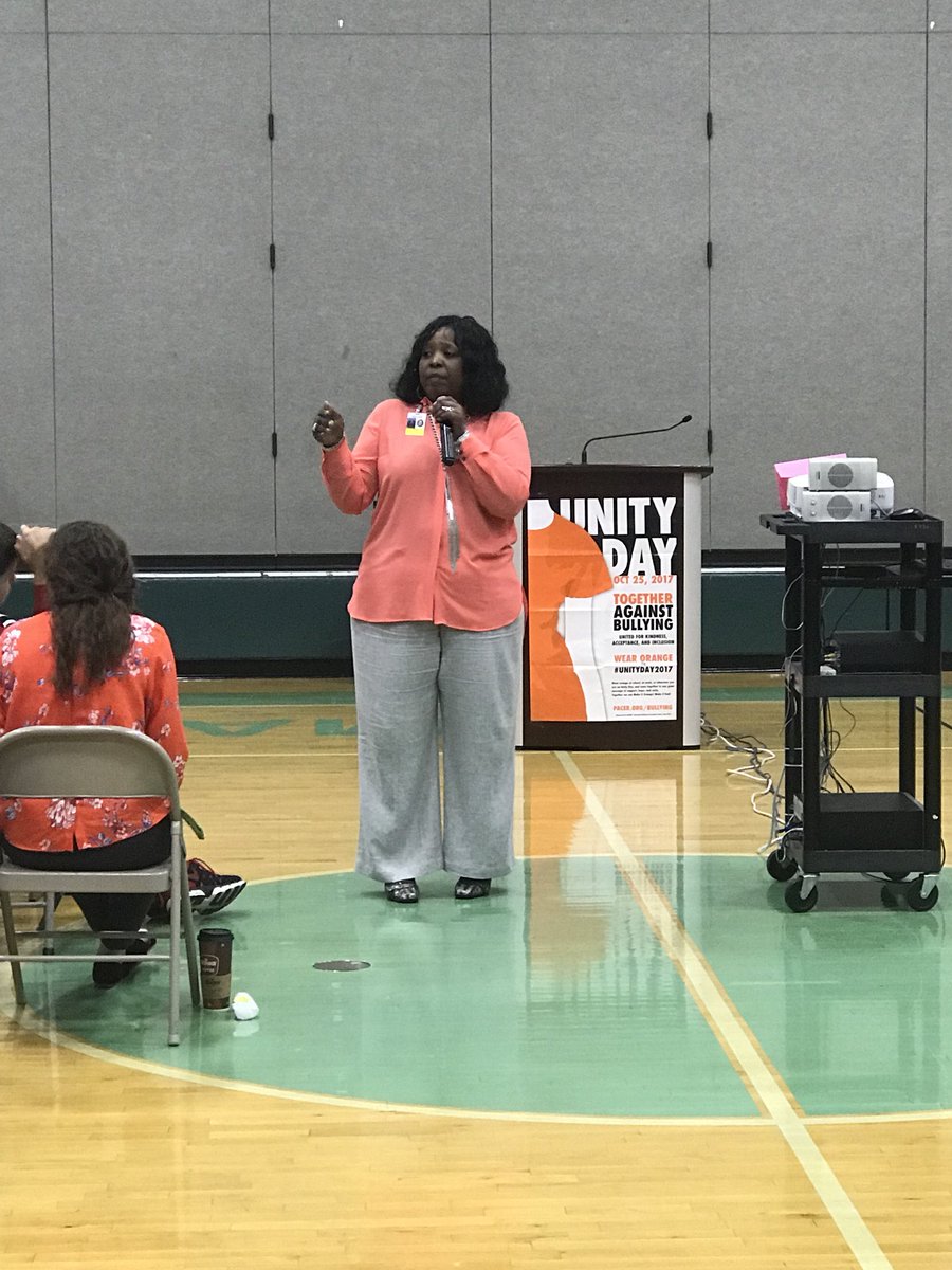 Principal Jones speaking to our 6th graders about stomping out bullying at Mattawoman.