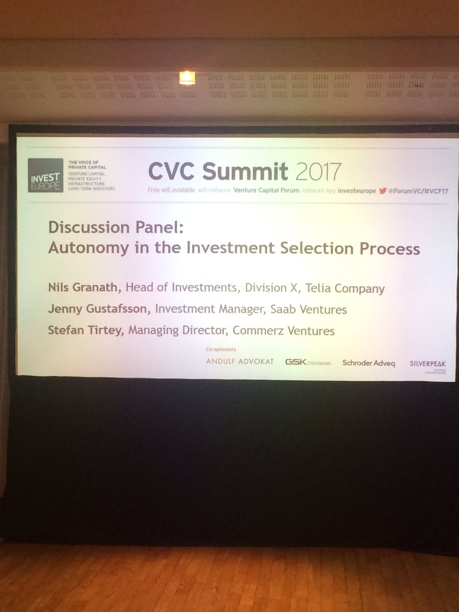 MNahumEU's tweet photo. CVC summit about to start at #vcforum2017 with select number of blue chip CVCs https://t.co/2QMkFOK30F