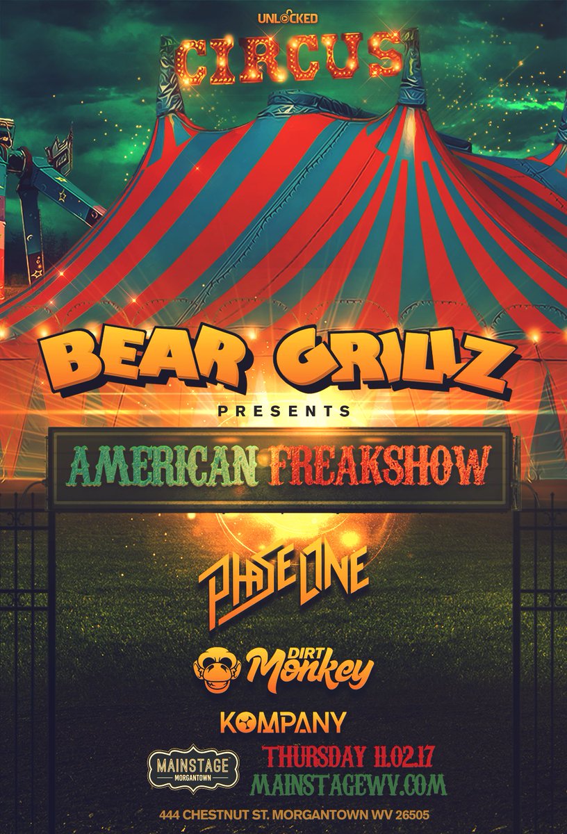 UnlockedPromo's tweet photo. Next Thursday in Morgantown 🐻 

Bear Grillz and Friends

https://t.co/zQ3bxWHfyK https://t.co/kuDtfbRqRh
