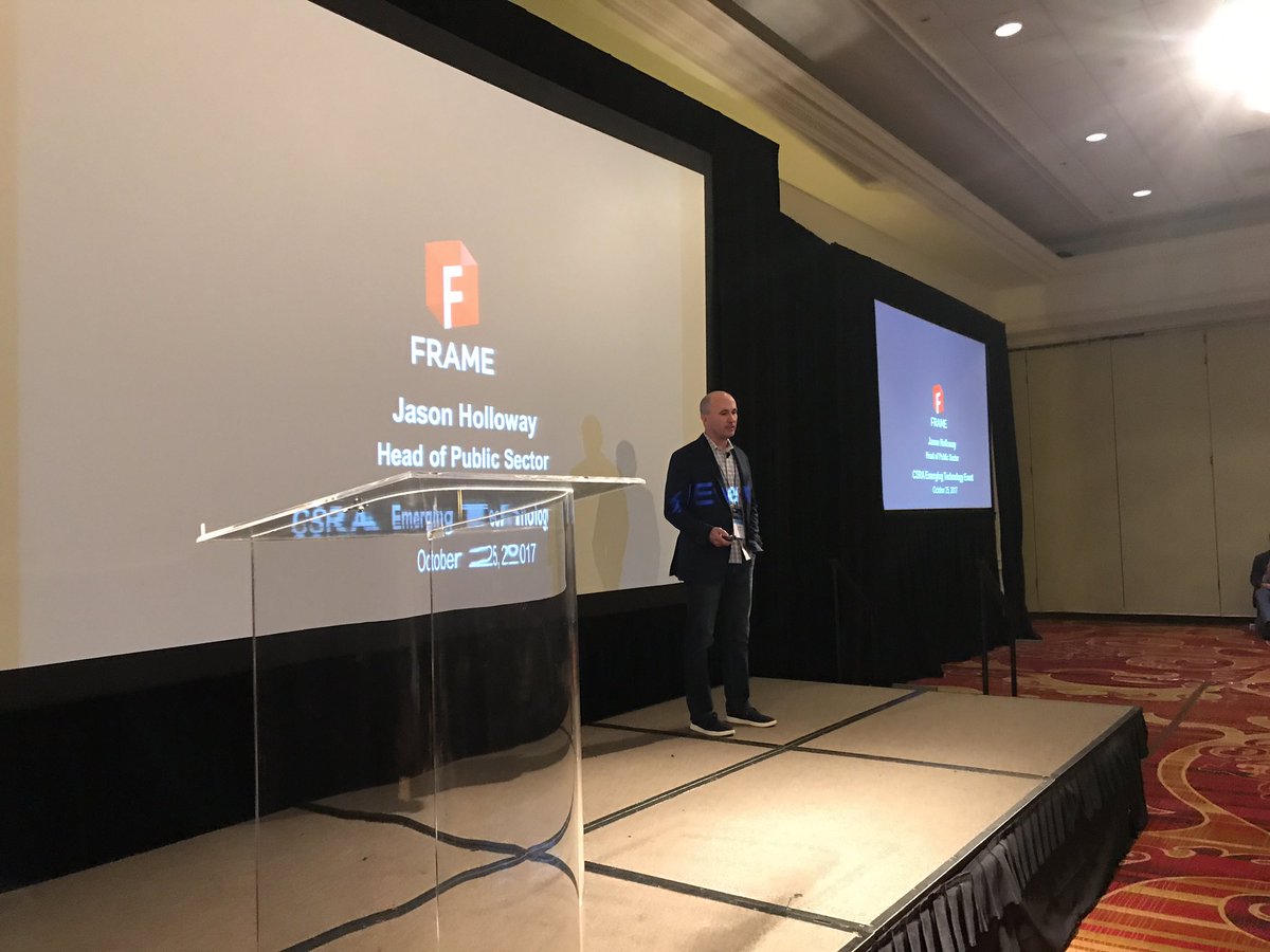 CSRA_inc's tweet photo. Hearing from @frame now at #EmergingTechDay #ThinkNextNow https://t.co/eoDwwjwoJ7