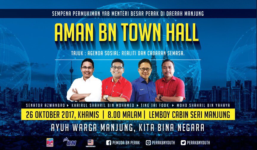 iboyofipoh's tweet photo. Pls come and join us tomorrow at manjung. Senator @azwanbro will be there. #amanbn #pemudabnperak #permukimanmb https://t.co/BM23L7rPp2