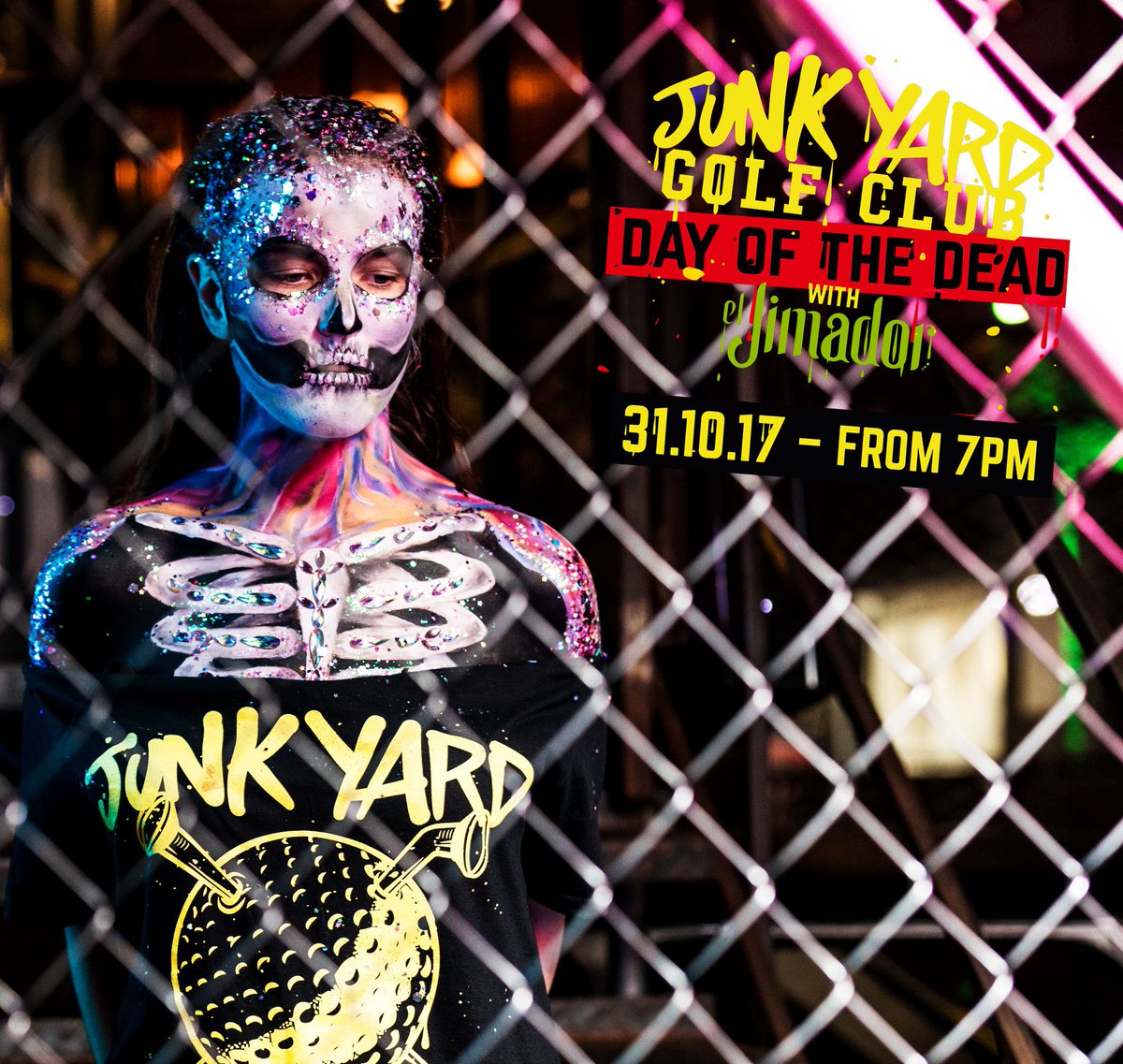 junkyardgolf's tweet photo. JUNKYARD DOES DAY OF THE DEAD 🌺💀

Trippy magic, golf course creeps &amp; circus freaks. Book to golf here: https://t.co/hnxixq8iMN https://t.co/SsGxYoZIT2