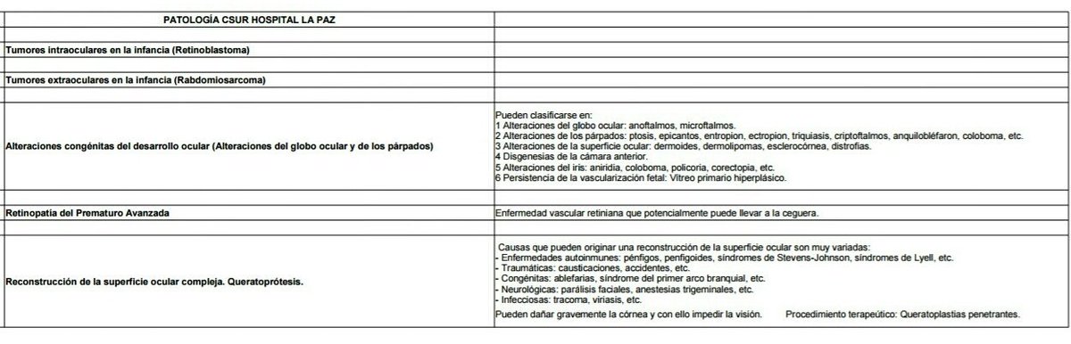 SusOjosMisOjos's tweet photo. Para información, relación de patologías oft infantiles CSUR que @sanidadgob concedió en 2008 a Oftalmología Infantil de @HospitalULaPaz https://t.co/O3WAX3saP8