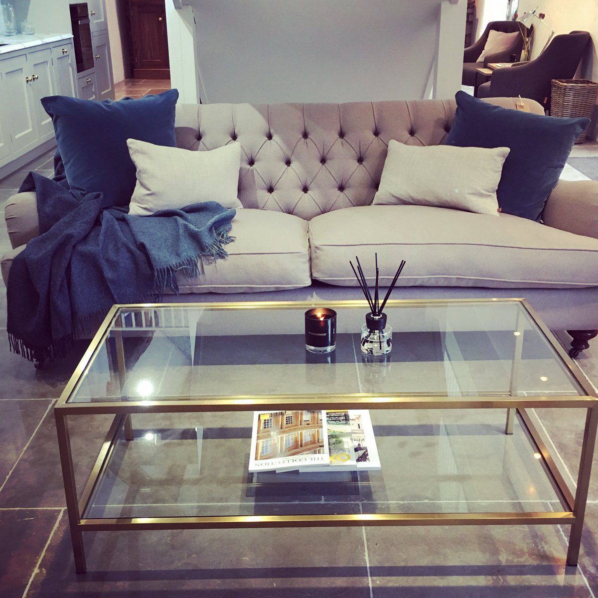 ClosaBespoke's tweet photo. Getting cosy in the studio today #closabespoke #glasscoffeetable #brass #teal #autumn #cosy #neptune https://t.co/w4mCJMIW5D