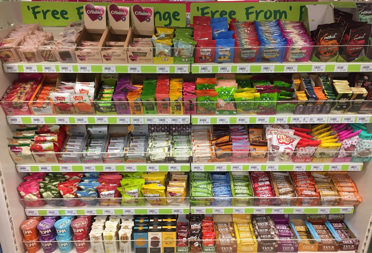 OurShopSU's tweet photo. Our 'Free-From' range has expanded again - including Gluten Free, Sugar Free, Dairy Free and more! Come take a look @OurShopSU @SheffieldSU https://t.co/zxHhEjyY4T