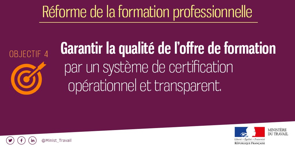 La réforme de la formation professionnelle s'articule autour de 4 objectifs #FormPro