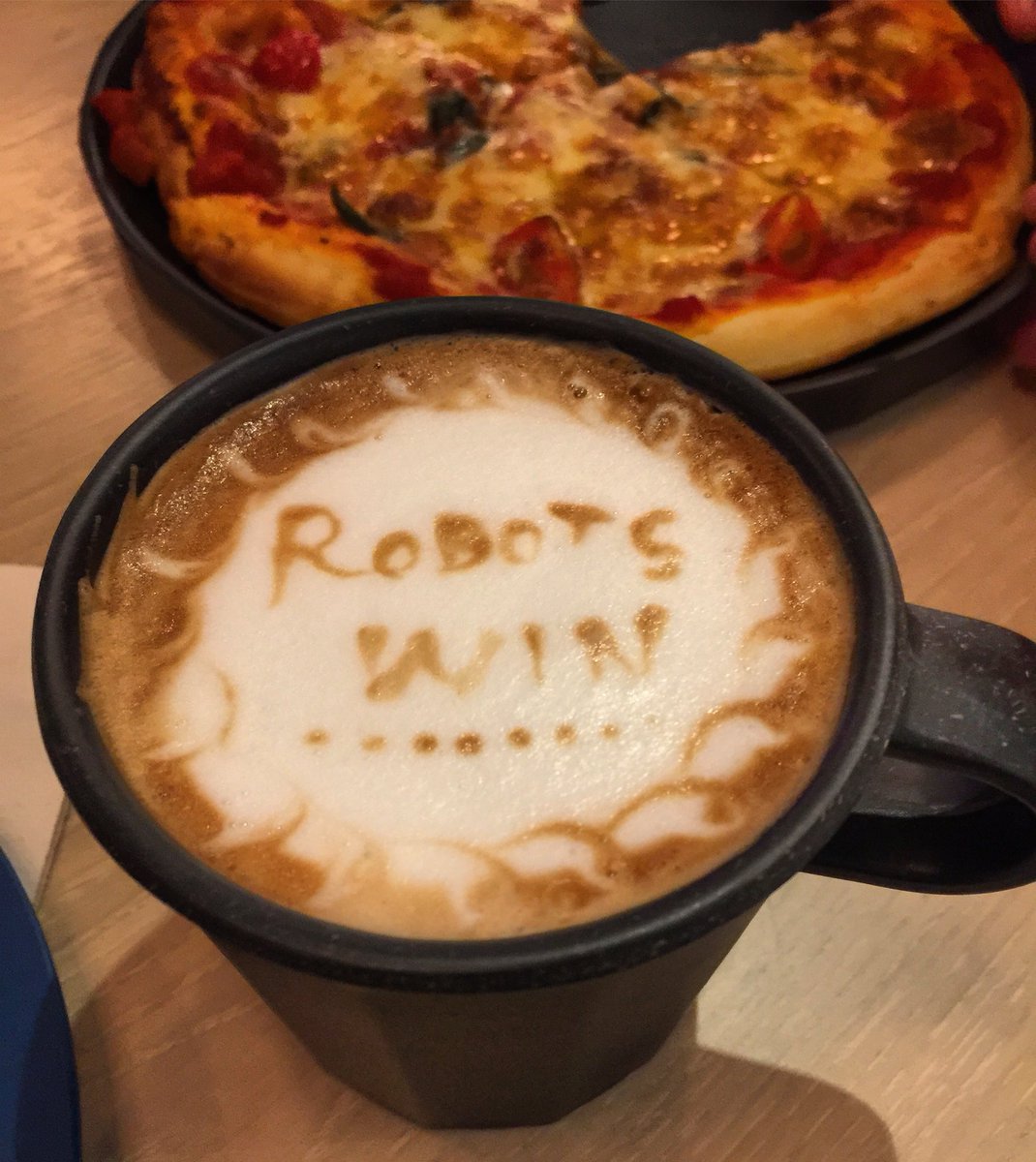 CiciBirdTweet's tweet photo. After the win cappuccinos & pizza at @openterrace_me_eat 😍☕️🍕🏀🤖🎉 #robotswin #japanlife https://t.co/dEjrSu46gh