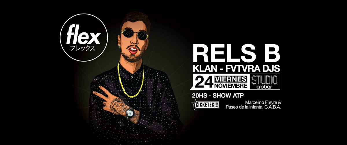 VIE24NOV: Primera edición de #Flex en Studio Crobar junto a <a href="/skinnyflakk/">Rels B .݁✧⋆</a> (españa) #RelsB #Klan +info: bit.ly/flxrls 🔥🔥🔥🔥